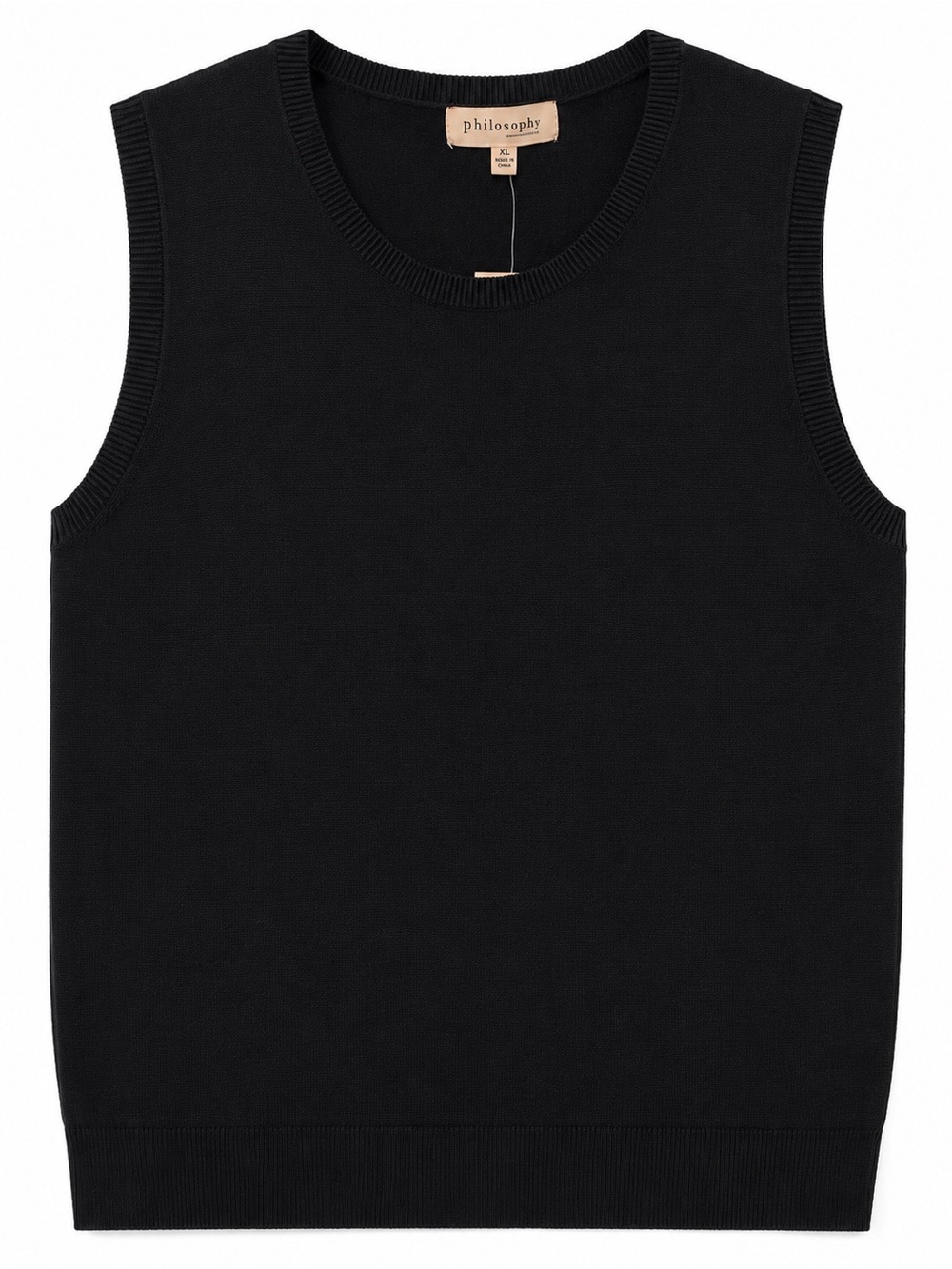 Philosophy Black Sleeveless Pullover Sweater Vest XL NWT Classic Layering Top - Picture 3 of 5